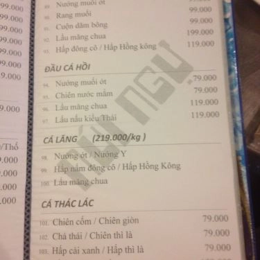 Thực đơn- Quán Ăn Núi Ngự - Đặc Sản Ba Miền