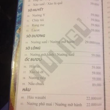 Thực đơn- Quán Ăn Núi Ngự - Đặc Sản Ba Miền