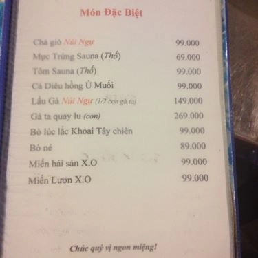 Thực đơn- Quán Ăn Núi Ngự - Đặc Sản Ba Miền