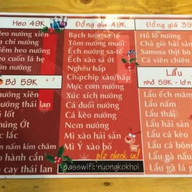 Thực đơn- Quán Ăn Nướng Cay - Lẩu & Nướng