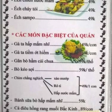 Thực đơn- Quán Ăn Quán Chú Cuội - Các Món Nướng