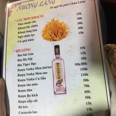 Thực đơn- Quán Ăn Nướng Láng Quán