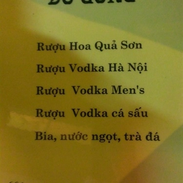 Thực đơn- Quán Ăn Nướng Lụi - Ngô Thì Nhậm