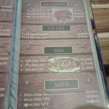 Thực đơn- Quán Ăn Nướng Ngói 133
