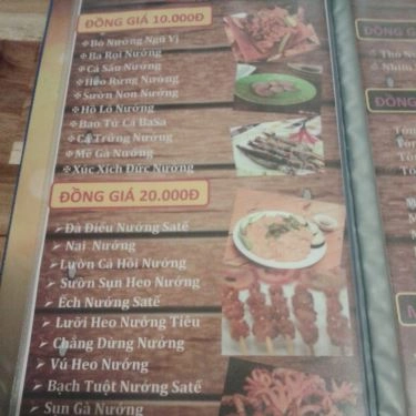 Thực đơn- Quán Ăn Nướng Ngói 133