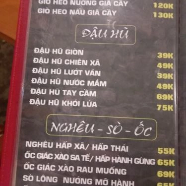 Thực đơn- Quán Ăn Nướng Ngói Ti Ti