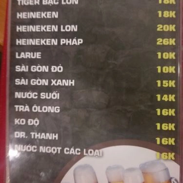 Thực đơn- Quán Ăn Nướng Ngói Ti Ti