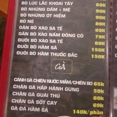 Thực đơn- Quán Ăn Nướng Ngói Ti Ti