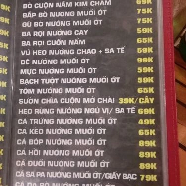 Thực đơn- Quán Ăn Nướng Ngói Ti Ti