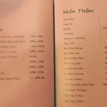 Thực đơn- Nhà Hàng Nướng Than - BBQ & Beer