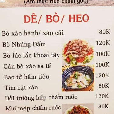 Thực đơn- Quán Ăn O Gái - Ẩm Thực Huế