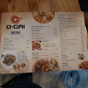 Thực đơn- Quán Ăn O Gái - Bánh Canh & Bún Bò