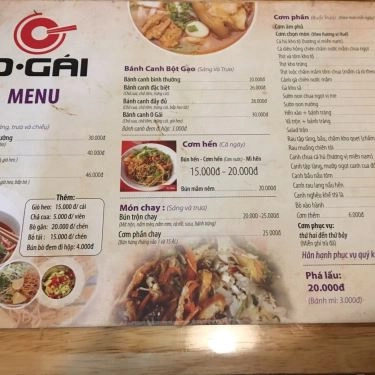 Thực đơn- Quán Ăn O Gái - Bánh Canh & Bún Bò