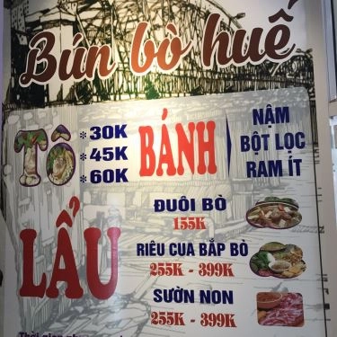 Thực đơn- Quán Ăn O Hiền - Bún Bò Huế & Lẩu Đuôi Bò - Trung Kính