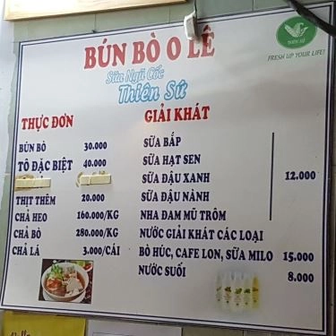 Thực đơn- Quán Ăn O Lê - Bún Bò Huế