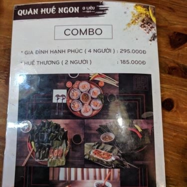 Thực đơn- Quán Ăn Quán Huế Ngon O Liễu 1964