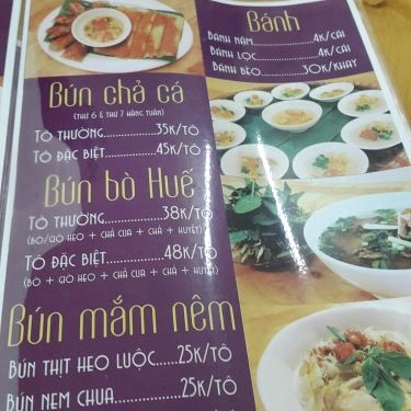 Thực đơn- Quán Ăn Quán Huế O Mân