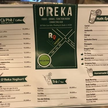 Thực đơn- Quán Ăn O'Reka - Coffee & Restaurant