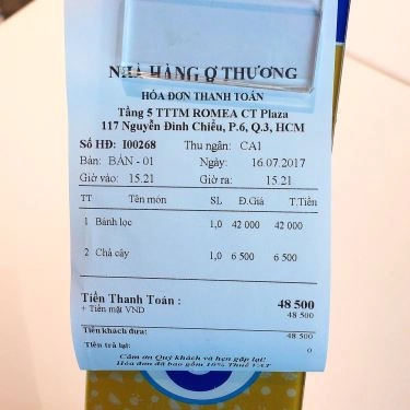 Thực đơn- Quán Ăn Ơ Thương - Món Việt - TTTM RomeA