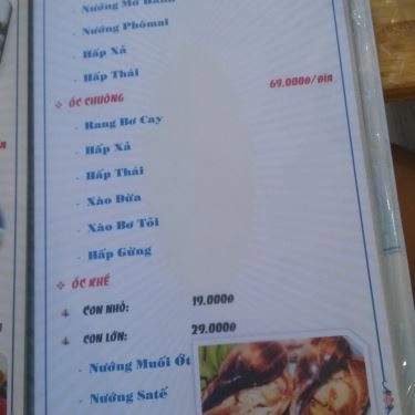 Thực đơn- Quán Ăn Ốc 10 Em