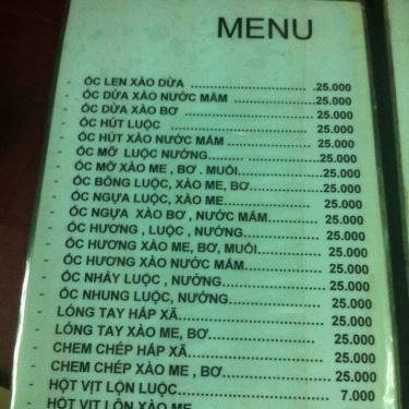 Thực đơn- Quán Ăn Ốc 245