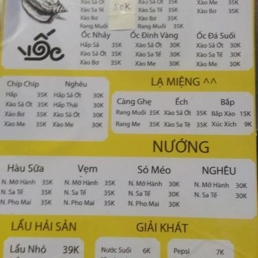 Thực đơn- Quán Ăn Ốc 30K