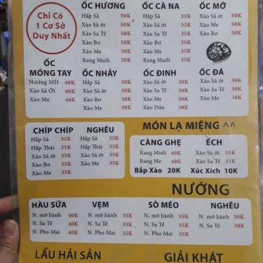Thực đơn- Quán Ăn Ốc 30K