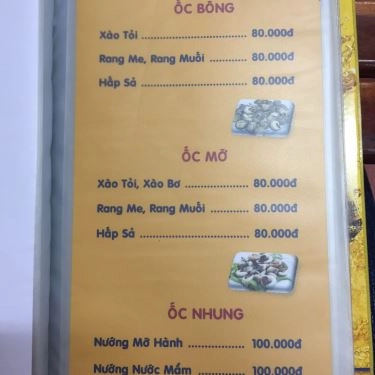 Thực đơn- Quán Ăn Ốc 59 Lâm Thủy
