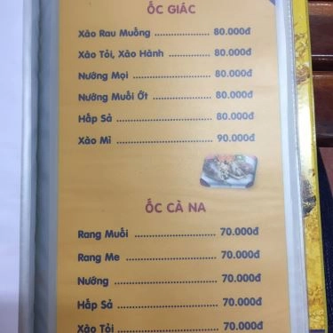 Thực đơn- Quán Ăn Ốc 59 Lâm Thủy