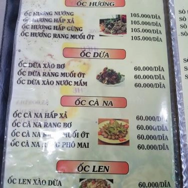 Thực đơn- Quán Ăn Ốc A Tú