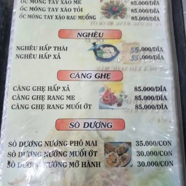 Thực đơn- Quán Ăn Ốc A Tú