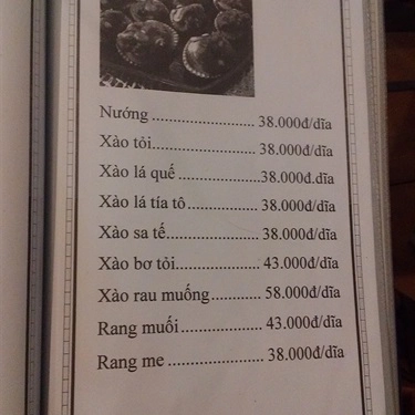 Thực đơn- Quán Ăn Ốc Bảo 2