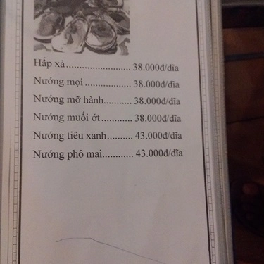 Thực đơn- Quán Ăn Ốc Bảo 2