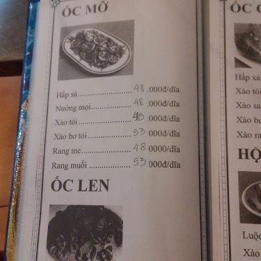 Thực đơn- Quán Ăn Ốc Bảo 2