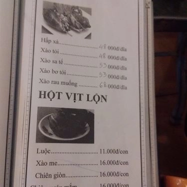 Thực đơn- Quán Ăn Ốc Bảo 2