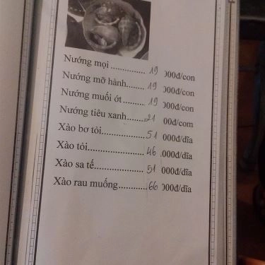 Thực đơn- Quán Ăn Ốc Bảo 2