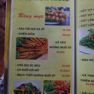 Thực đơn- Quán Ăn Ốc Béo