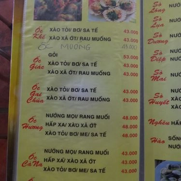 Thực đơn- Quán Ăn Ốc Béo