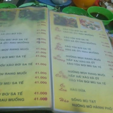 Thực đơn- Quán Ăn Ốc Béo