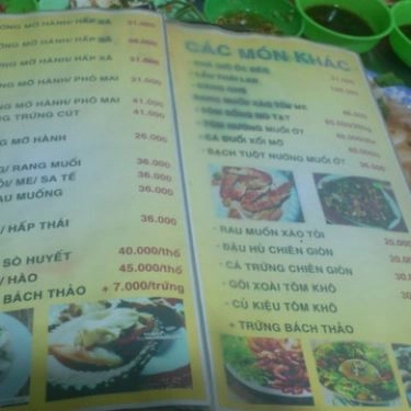 Thực đơn- Quán Ăn Ốc Béo
