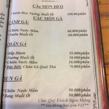 Thực đơn- Quán Ăn Ốc Bo - Ngô Thị Thu Minh