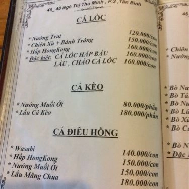 Thực đơn- Quán Ăn Ốc Bo - Ngô Thị Thu Minh