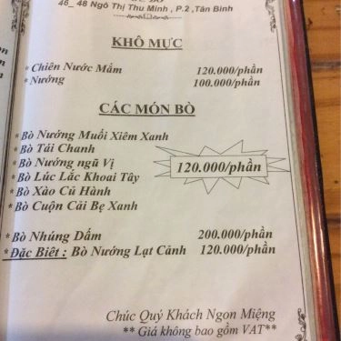 Thực đơn- Quán Ăn Ốc Bo - Ngô Thị Thu Minh