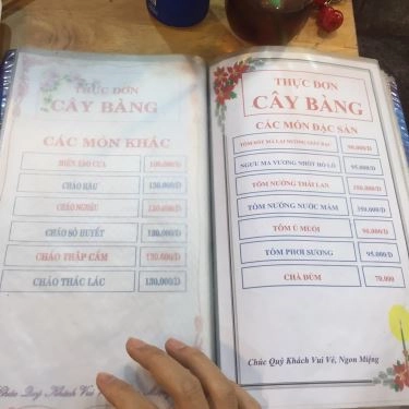 Thực đơn- Quán Ăn Cây Bàng - Quán Nhậu Bình Dân