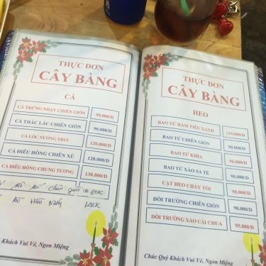 Thực đơn- Quán Ăn Cây Bàng - Quán Nhậu Bình Dân