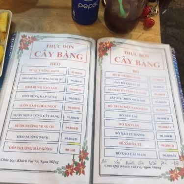 Thực đơn- Quán Ăn Cây Bàng - Quán Nhậu Bình Dân
