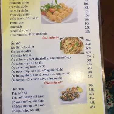 Thực đơn- Quán Ăn Ốc Chảo - 32 Trường Chinh