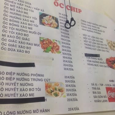 Thực đơn- Quán Ăn Ốc Chip - Kỳ Đồng