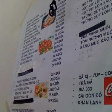 Thực đơn- Quán Ăn Ốc Chip - Kỳ Đồng