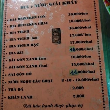 Thực đơn- Quán Ăn Ốc Cô Sáu 79